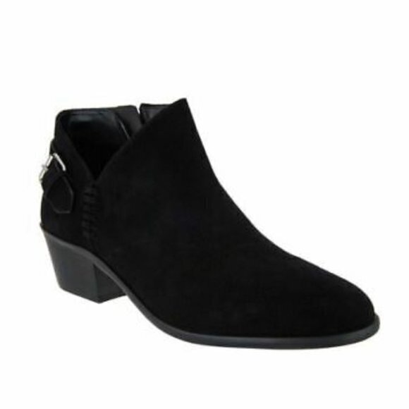 VINCE CAMUTO‎ Women's Ankle Booties Parveen Suede Leather Buckle Black Size 8.5M - Picture 1 of 10